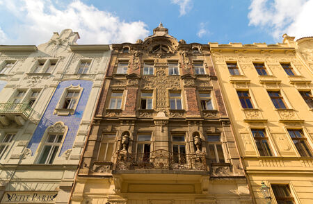Historic Buildings in Plzen, Art Nouveau, Jugendstil,  Czech Republic, August 2014の写真素材