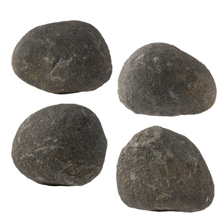 Four granite boulders on a white background, studio shotの写真素材