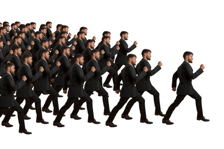 Marching Clones follow Leader, studio shotの写真素材