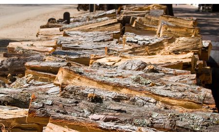 Wood, split and stacked and ready for winter.