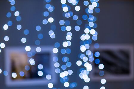 Lights blurred bokeh abstract backgroundの写真素材