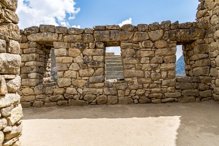 Machu Picchu rock wall, Cusco, Peru, South America.の写真素材