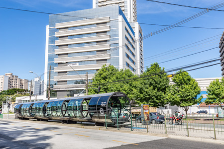 CURITIBA, PARANA/BRAZIL - DECEMBER 27 2016: Bus stop of city public transportation systemのeditorial素材