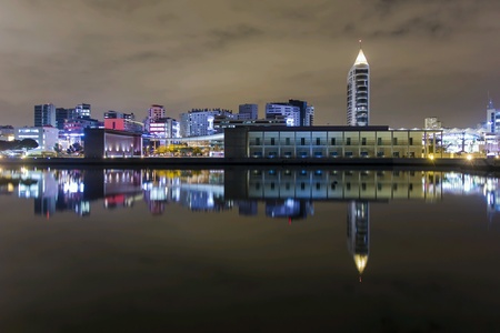 Night scene of Parque Expo, Lisbon, Portugalの素材