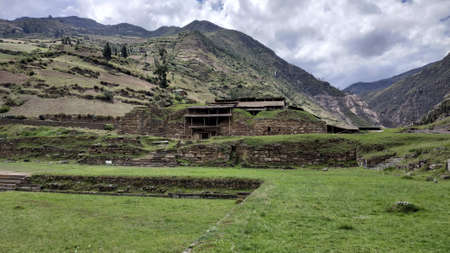Peru Inca ruins in Sacred Valley of the Incas, Peruの写真素材