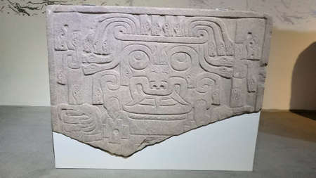 Ancient hieroglyphic carvings in Mexico City Museum, Mexicoの写真素材