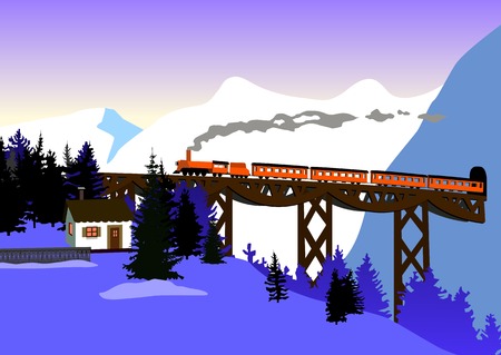 train mountainsのイラスト素材