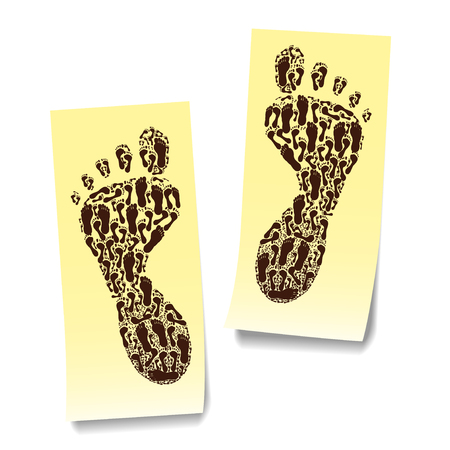 two steps on the yellow stickerのイラスト素材