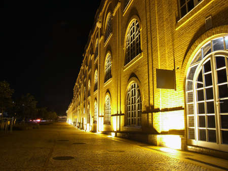 View at night from old factory in Aveiro, Portugalの写真素材