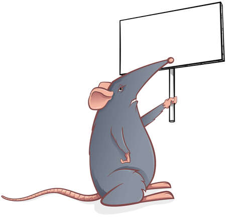 Grey mouse with a black board のイラスト素材