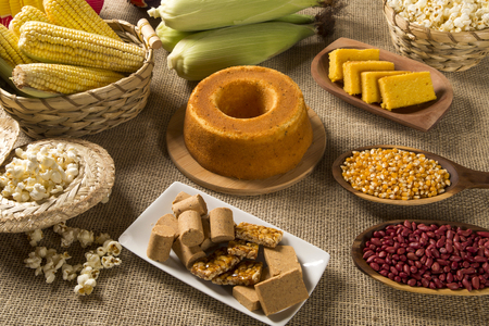 Food table traditional festival of Brazilの写真素材