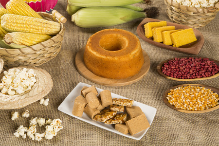 Food table traditional festival of Brazilの写真素材
