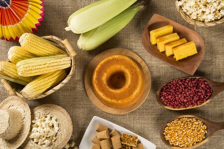 Food table traditional festival of Brazilの写真素材