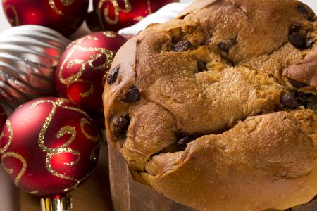 Panettone is the traditional Italian dessert for Christmas. Chocotone.の写真素材