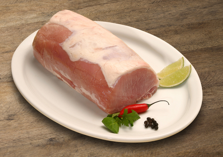 Pork tenderloin with herbs. Marketの写真素材