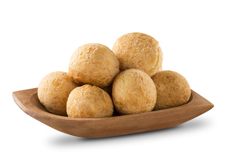 Brazilian cheese buns in white background. Pão de queijo.の写真素材
