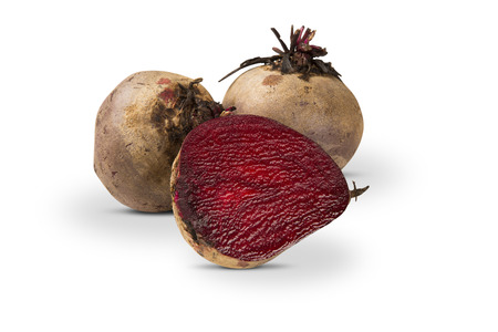 Some beets in a basket over a white background. Fresh vegetable.の写真素材