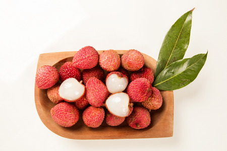 fresh lychees on white background. Fresh fruitsの写真素材