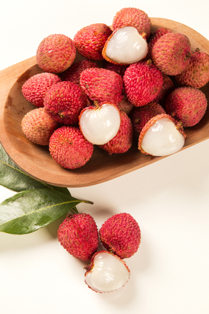 fresh lychees on white background. Fresh fruitsの写真素材