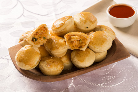 Empada Brazilian snack. pie with shrimp on whiteの写真素材