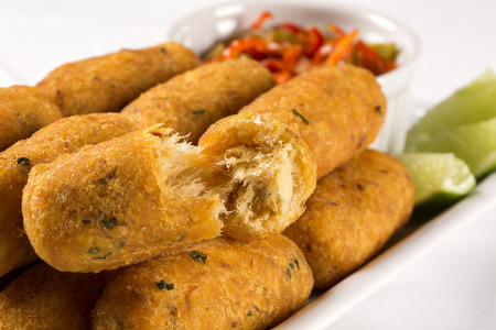 salt cod fritters, bolinho de bacalhau,pasteis de bacalhau,bunuelos de bacalaoの写真素材