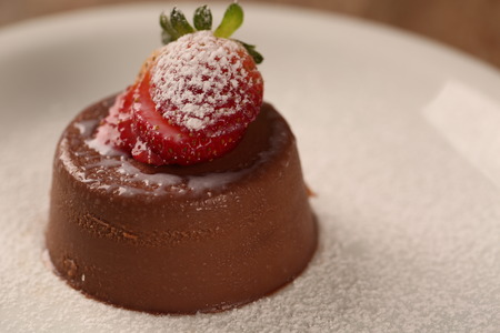 Chocolate mousse with red fruits.の写真素材