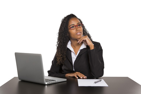 Black businesswoman with your computer or tablet.の写真素材
