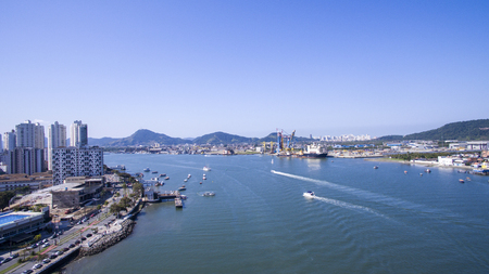 Port of Santos - Container ship being loaded at the Port of Santos, Brazil.の写真素材