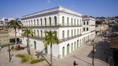 Aerial view Pele Soccer Player of the museum in the city of Santos - Sao Paulo - Brazil.の写真素材