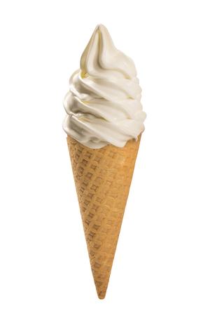 Vanilla soft ice cream waffled cone. Dessert and sweet.の写真素材