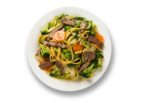Thai food Pad thai , Stir fry noodles with shrimp, meat and vegetablesの写真素材