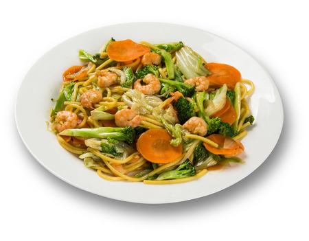 Thai food Pad thai , Stir fry noodles with shrimp and vegetablesの写真素材