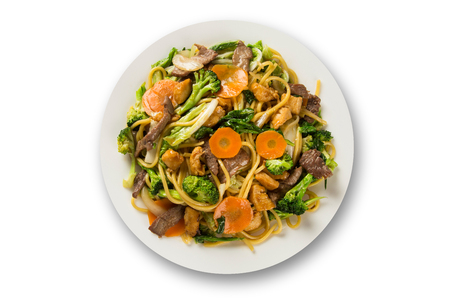 Thai food Pad thai , Stir fry noodles with shrimp and vegetablesの写真素材