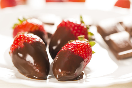 strawberries in chocolateの写真素材