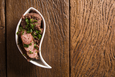 Mashed beans with sausage called Tutu de Feijao in Brazilの写真素材