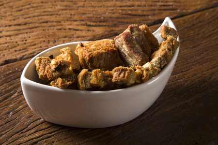 Delicious appetizer of fried pork rindsの写真素材