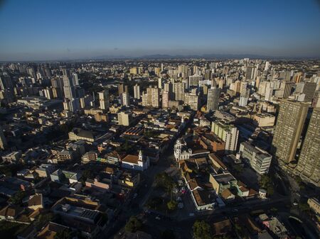 Aerial view of Curitiba cityscape, Parana State, Brazil. July, 2017.のeditorial素材