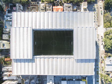 Aerial view of football stadium of the paranaense athletic club. Arena da baixada. Curitiba. Parana. July 2017.のeditorial素材