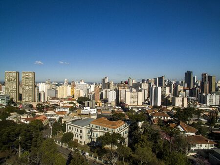 Aerial view of Curitiba cityscape, Parana State, Brazil. July, 2017.のeditorial素材