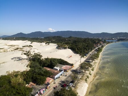 Aerial view Lagoa da Conceicao and dunes in Florianopolis - Santa Catarina - Brazil. July, 2017のeditorial素材