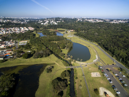 Public park in Curitiba, Parana, Brazil. Aerial view Tingui Park.のeditorial素材