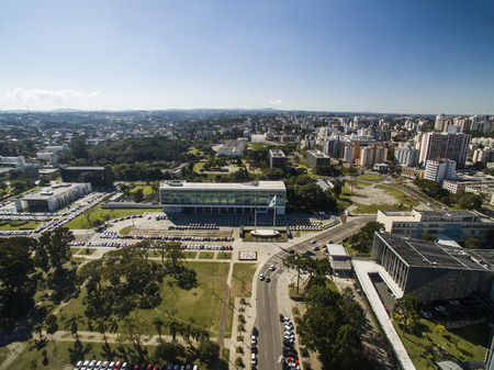 Aerial view of Curitiba cityscape, Parana State, Brazil. July, 2017.のeditorial素材