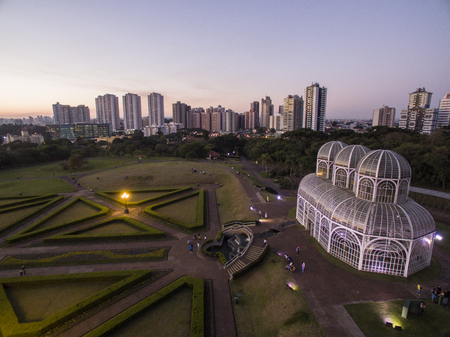 Aerial view Botanical Garden, Curitiba, Brazil. July, 2017.のeditorial素材