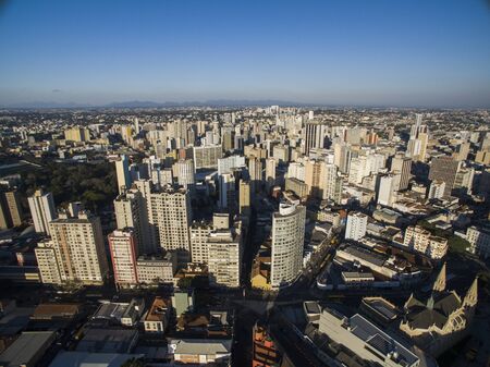Aerial view of Curitiba cityscape, Parana State, Brazil. July, 2017.のeditorial素材
