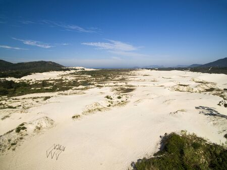 Aerial view Dunes in sunny day - Joaquina beach - Florianopolis - Santa Catarina - Brazil. July, 2017のeditorial素材