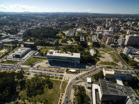 Aerial view of Curitiba cityscape, Parana State, Brazil. July, 2017.のeditorial素材