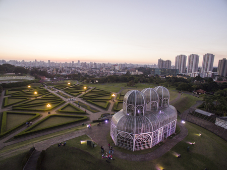 Aerial view Botanical Garden, Curitiba, Brazil. July, 2017.のeditorial素材