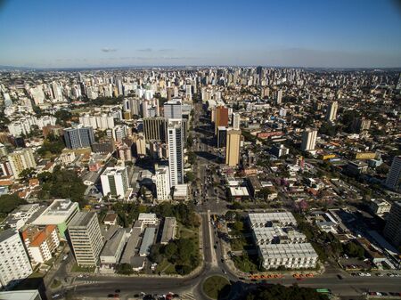 Aerial view of Curitiba cityscape, Parana State, Brazil. July, 2017.のeditorial素材
