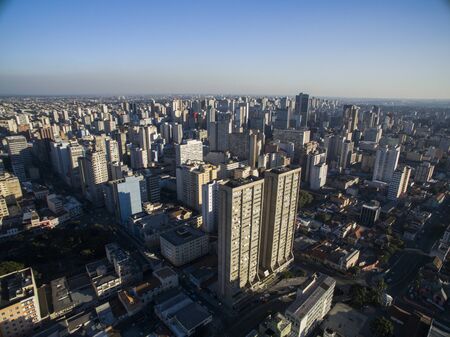 Aerial view of Curitiba cityscape, Parana State, Brazil. July, 2017.のeditorial素材