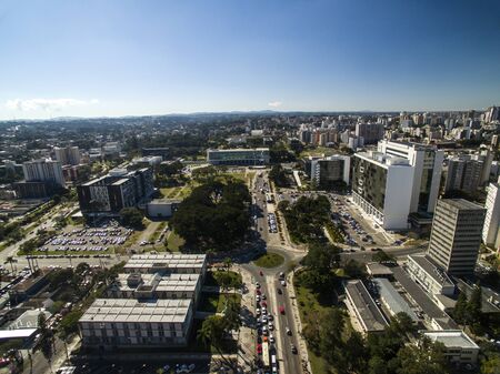 Aerial view of Curitiba cityscape, Parana State, Brazil. July, 2017.のeditorial素材